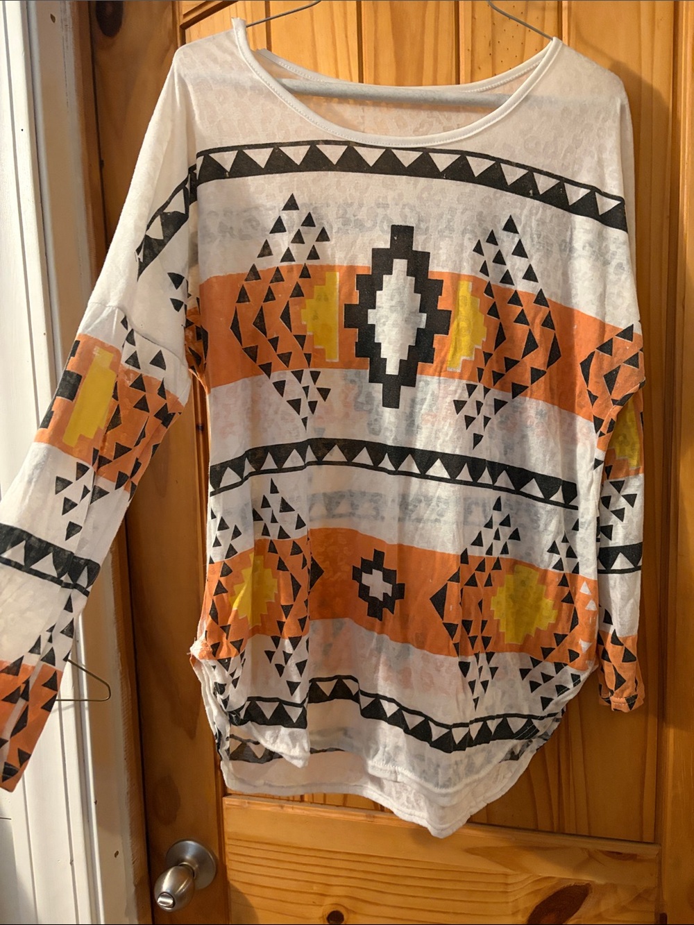 Sheer Aztec Shirt with Subtle Leopard Print